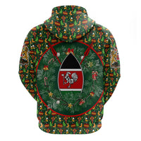 Kenya Christmas Zip Hoodie with Santa Feast Scene and Festive Wreath Pattern - Wonder Print Shop