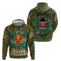 Kenya Christmas Zip Hoodie with Santa Feast Scene and Festive Wreath Pattern - Wonder Print Shop