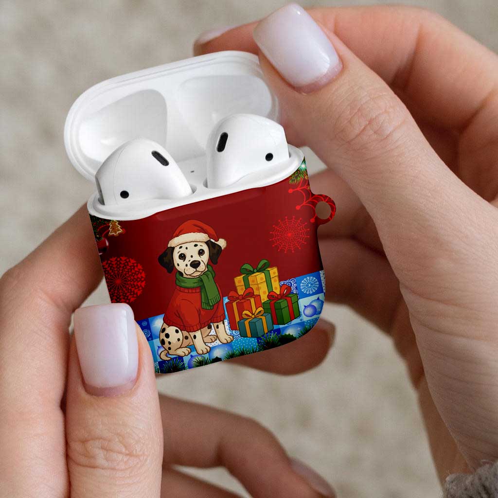 Croatia Christmas AirPods Case with Dalmatian Dog Presents and Red Plaid Holiday - Wonder Print Shop