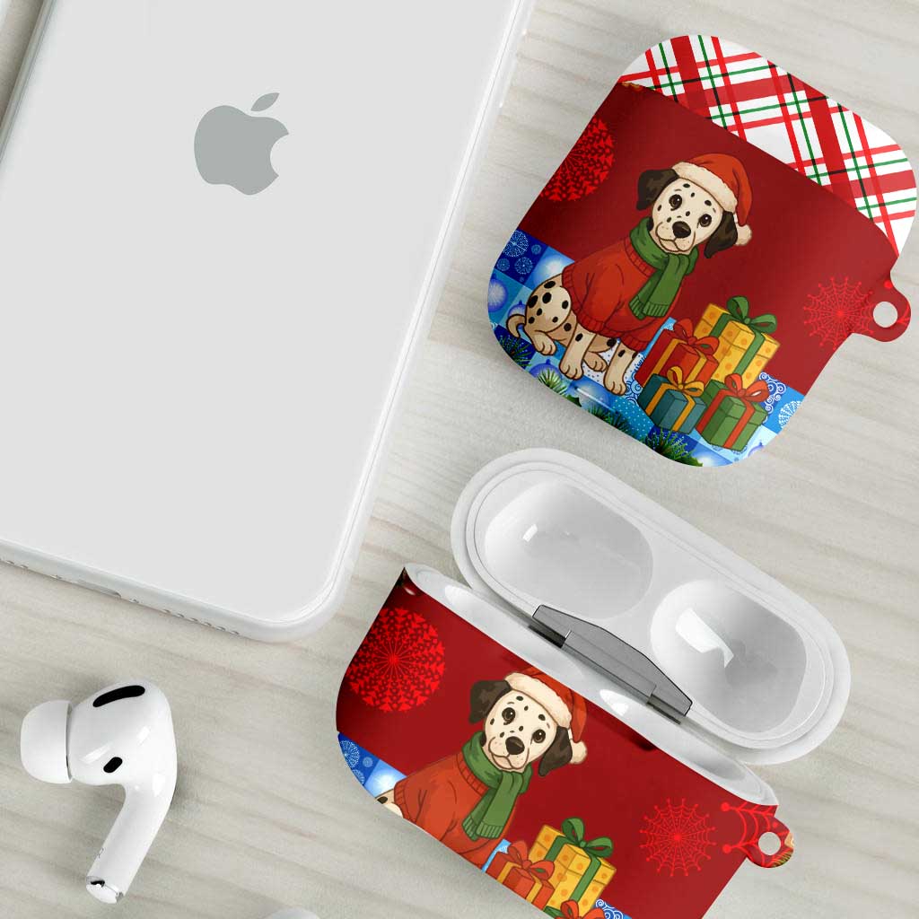 Croatia Christmas AirPods Case with Dalmatian Dog Presents and Red Plaid Holiday - Wonder Print Shop