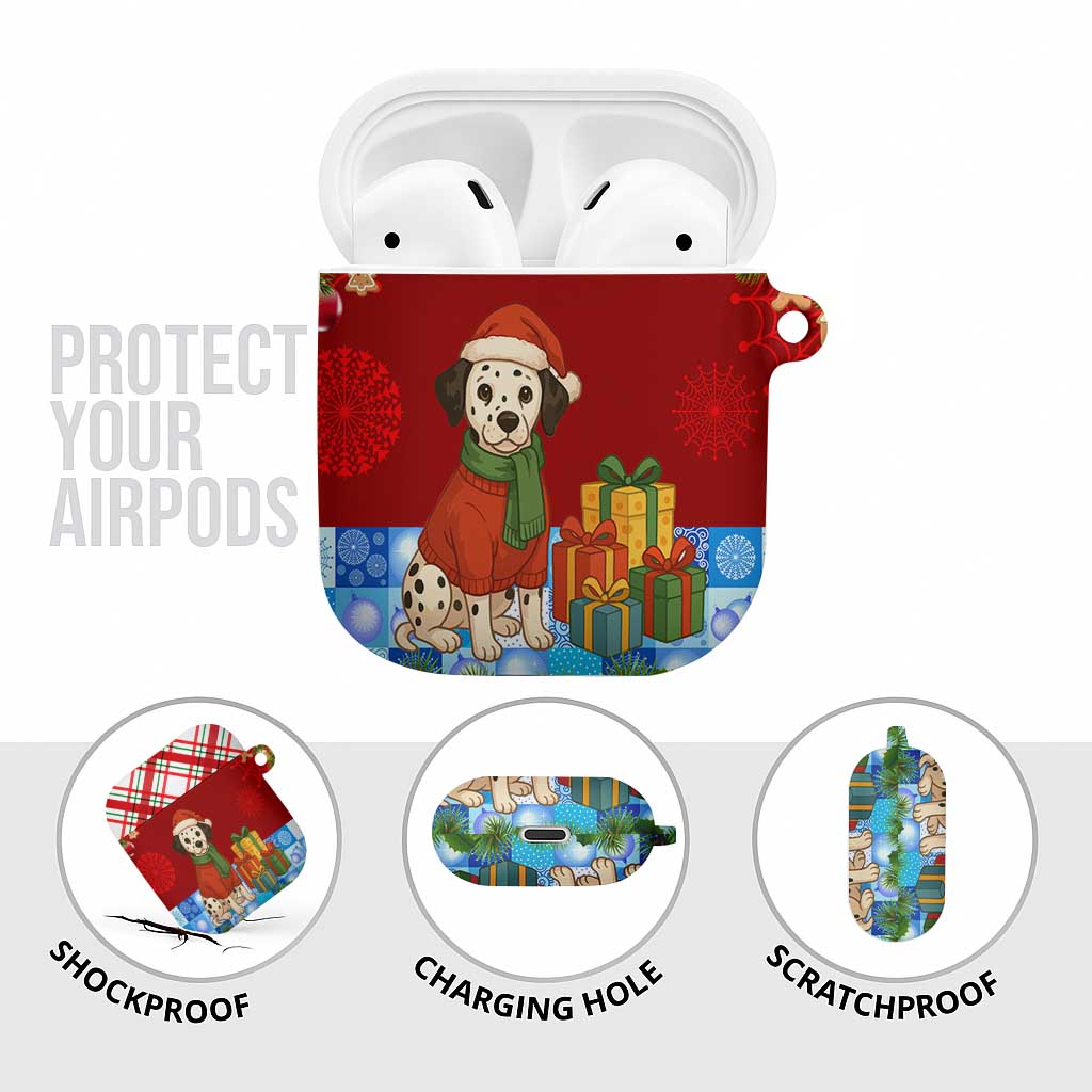 Croatia Christmas AirPods Case with Dalmatian Dog Presents and Red Plaid Holiday - Wonder Print Shop