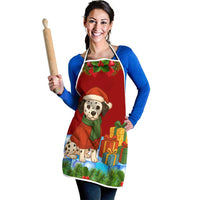 Croatia Christmas Apron with Dalmatian Dog Presents and Red Plaid Holiday - Wonder Print Shop