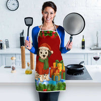 Croatia Christmas Apron with Dalmatian Dog Presents and Red Plaid Holiday - Wonder Print Shop