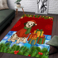 Croatia Christmas Area Rug with Dalmatian Dog Presents and Red Plaid Holiday - Wonder Print Shop