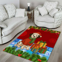 Croatia Christmas Area Rug with Dalmatian Dog Presents and Red Plaid Holiday - Wonder Print Shop