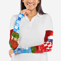 Croatia Christmas Arm Sleeves with Dalmatian Dog Presents and Red Plaid Holiday - Wonder Print Shop