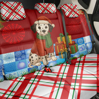 Croatia Christmas Back Car Seat Cover with Dalmatian Dog Presents and Red Plaid Holiday - Wonder Print Shop