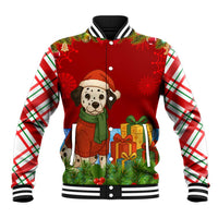 Croatia Christmas Baseball Jacket with Dalmatian Dog Presents and Red Plaid Holiday - Wonder Print Shop