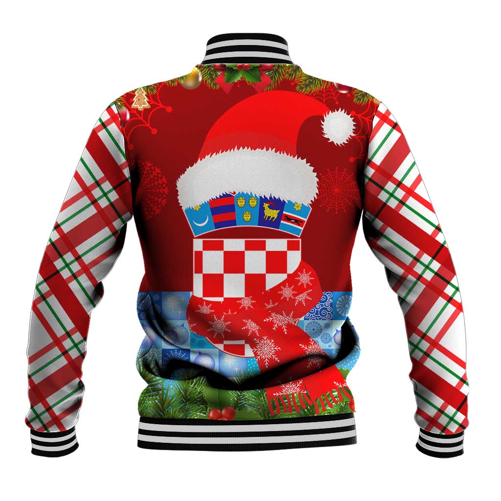 Croatia Christmas Baseball Jacket with Dalmatian Dog Presents and Red Plaid Holiday - Wonder Print Shop