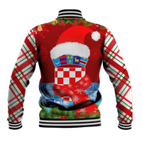 Croatia Christmas Baseball Jacket with Dalmatian Dog Presents and Red Plaid Holiday - Wonder Print Shop