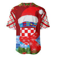 Croatia Christmas Baseball Jersey with Dalmatian Dog Presents and Red Plaid Holiday - Wonder Print Shop