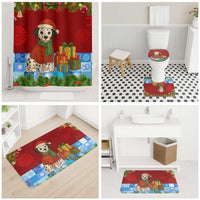 Croatia Christmas Bathroom Set with Dalmatian Dog Presents and Red Plaid Holiday - Wonder Print Shop