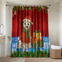 Croatia Christmas Bathroom Set with Dalmatian Dog Presents and Red Plaid Holiday - Wonder Print Shop