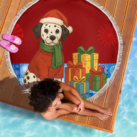 Croatia Christmas Beach Blanket with Dalmatian Dog Presents and Red Plaid Holiday - Wonder Print Shop