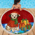 Croatia Christmas Beach Blanket with Dalmatian Dog Presents and Red Plaid Holiday - Wonder Print Shop