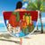 Croatia Christmas Beach Blanket with Dalmatian Dog Presents and Red Plaid Holiday - Wonder Print Shop