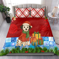 Croatia Christmas Bedding Set with Dalmatian Dog Presents and Red Plaid Holiday - Wonder Print Shop
