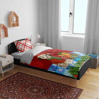 Croatia Christmas Bedding Set with Dalmatian Dog Presents and Red Plaid Holiday - Wonder Print Shop