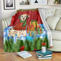 Croatia Christmas Blanket with Dalmatian Dog Presents and Red Plaid Holiday - Wonder Print Shop