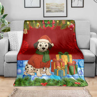 Croatia Christmas Blanket with Dalmatian Dog Presents and Red Plaid Holiday - Wonder Print Shop