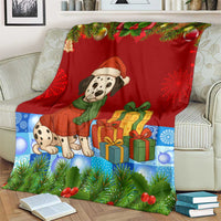 Croatia Christmas Blanket with Dalmatian Dog Presents and Red Plaid Holiday - Wonder Print Shop