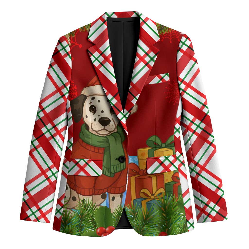 Croatia Christmas Blazer with Dalmatian Dog Presents and Red Plaid Holiday - Wonder Print Shop
