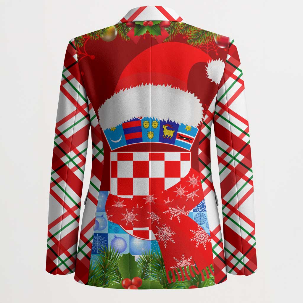 Croatia Christmas Blazer with Dalmatian Dog Presents and Red Plaid Holiday - Wonder Print Shop
