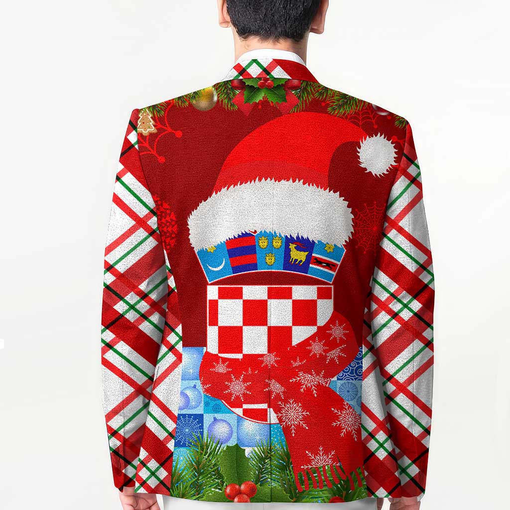 Croatia Christmas Blazer with Dalmatian Dog Presents and Red Plaid Holiday - Wonder Print Shop