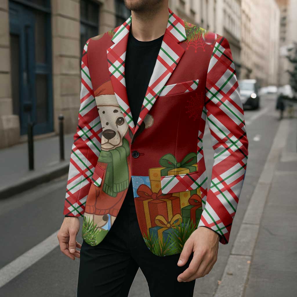 Croatia Christmas Blazer with Dalmatian Dog Presents and Red Plaid Holiday - Wonder Print Shop