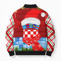 Croatia Christmas Bomber Puffer Jacket with Dalmatian Dog Presents and Red Plaid Holiday - Wonder Print Shop
