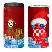 Croatia Christmas 4 in 1 Can Cooler Tumbler with Dalmatian Dog Presents and Red Plaid Holiday - Wonder Print Shop