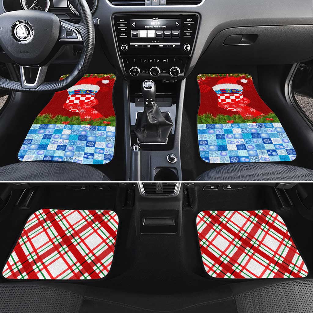 Croatia Christmas Car Mats with Dalmatian Dog Presents and Red Plaid Holiday - Wonder Print Shop