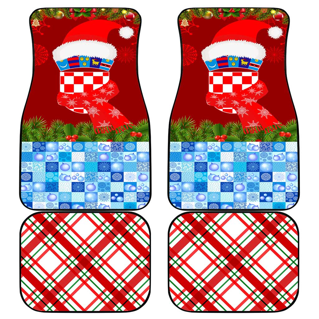 Croatia Christmas Car Mats with Dalmatian Dog Presents and Red Plaid Holiday - Wonder Print Shop