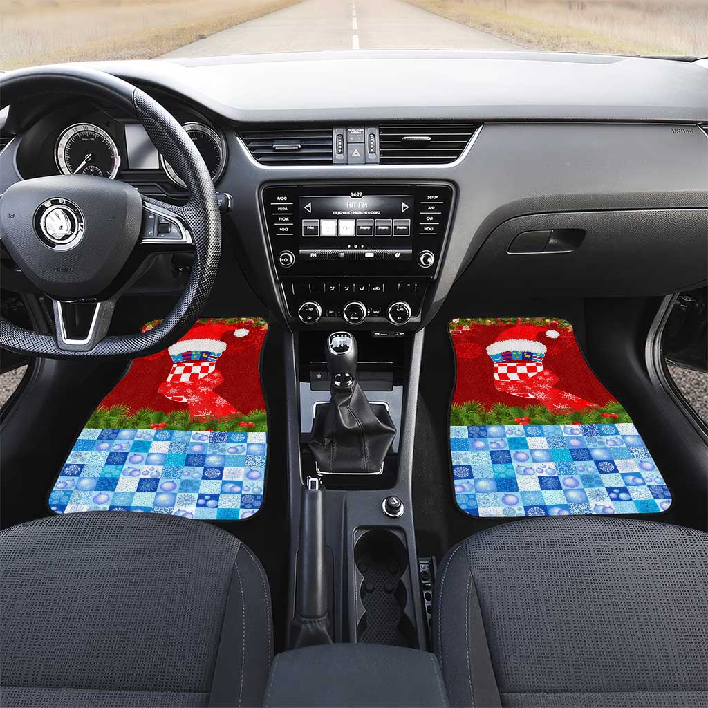 Croatia Christmas Car Mats with Dalmatian Dog Presents and Red Plaid Holiday - Wonder Print Shop