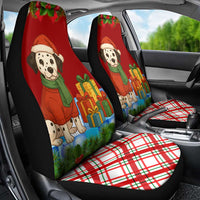Croatia Christmas Car Seat Cover with Dalmatian Dog Presents and Red Plaid Holiday - Wonder Print Shop