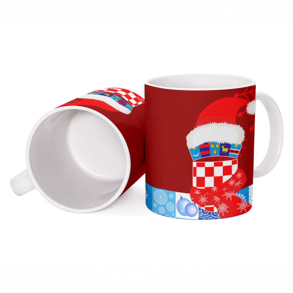 Croatia Christmas Ceramic Mug with Dalmatian Dog Presents and Red Plaid Holiday - Wonder Print Shop