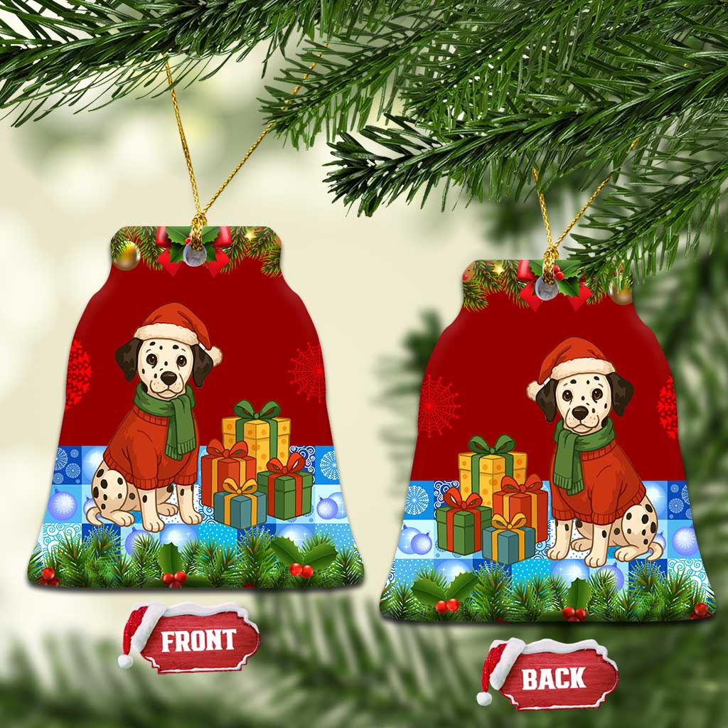 Croatia Christmas Ceramic Ornament with Dalmatian Dog Presents and Red Plaid Holiday - Wonder Print Shop