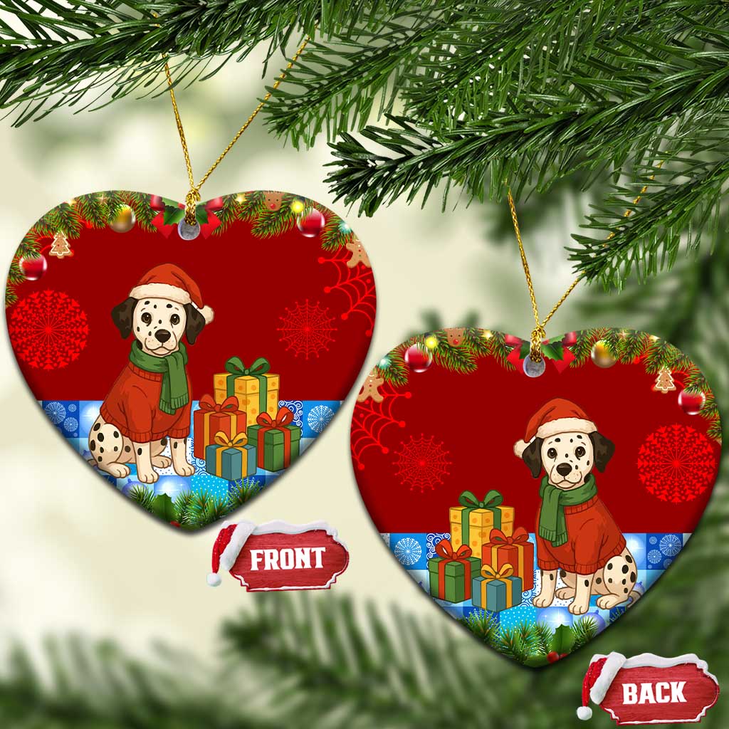 Croatia Christmas Ceramic Ornament with Dalmatian Dog Presents and Red Plaid Holiday - Wonder Print Shop