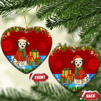 Croatia Christmas Ceramic Ornament with Dalmatian Dog Presents and Red Plaid Holiday - Wonder Print Shop