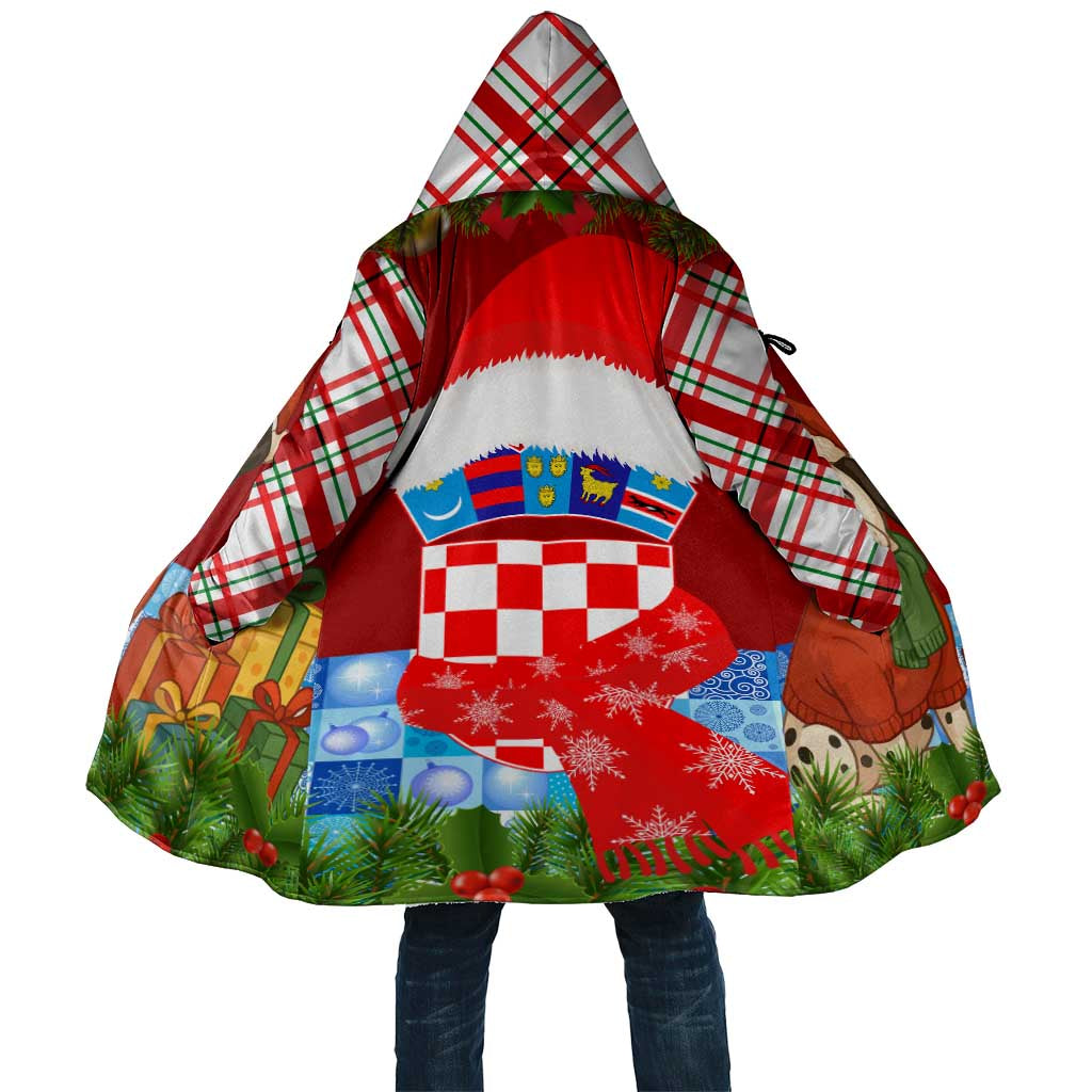 Croatia Christmas Cloak with Dalmatian Dog Presents and Red Plaid Holiday - Wonder Print Shop