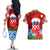 Croatia Christmas Couples Matching Off The Shoulder Long Sleeve Dress and Hawaiian Shirt with Dalmatian Dog Presents and Red Plaid Holiday - Wonder Print Shop