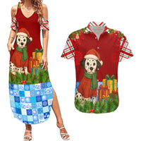 Croatia Christmas Couples Matching Summer Maxi Dress and Hawaiian Shirt with Dalmatian Dog Presents and Red Plaid Holiday - Wonder Print Shop