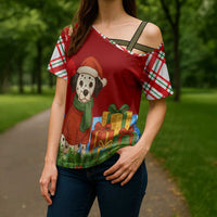 Croatia Christmas Cross Shoulder Shirt with Dalmatian Dog Presents and Red Plaid Holiday - Wonder Print Shop