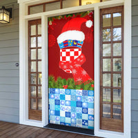Croatia Christmas Door Cover with Dalmatian Dog Presents and Red Plaid Holiday - Wonder Print Shop