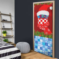 Croatia Christmas Door Cover with Dalmatian Dog Presents and Red Plaid Holiday - Wonder Print Shop