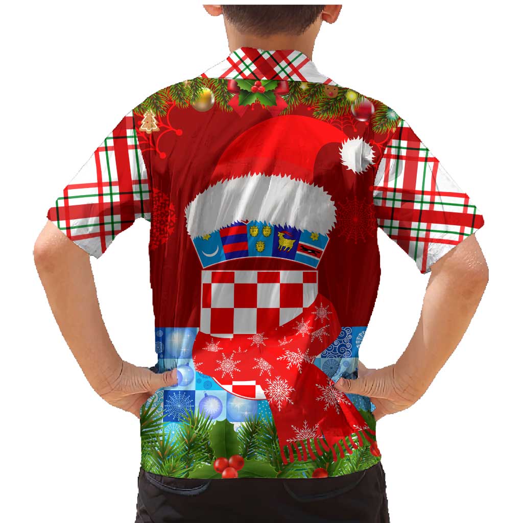 Croatia Christmas Family Matching Mermaid Dress and Hawaiian Shirt with Dalmatian Dog Presents and Red Plaid Holiday - Wonder Print Shop