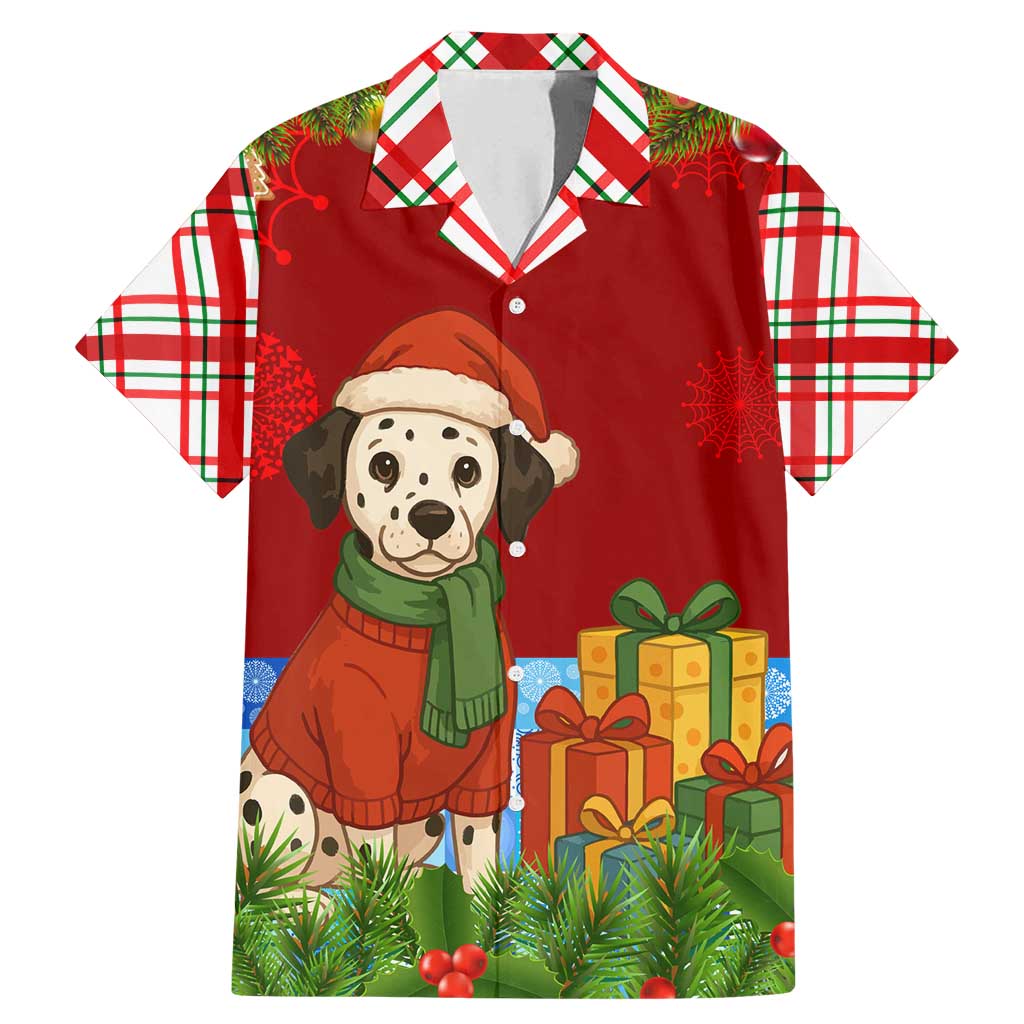 Croatia Christmas Family Matching Mermaid Dress and Hawaiian Shirt with Dalmatian Dog Presents and Red Plaid Holiday - Wonder Print Shop