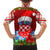 Croatia Christmas Family Matching Off The Shoulder Long Sleeve Dress and Hawaiian Shirt with Dalmatian Dog Presents and Red Plaid Holiday - Wonder Print Shop