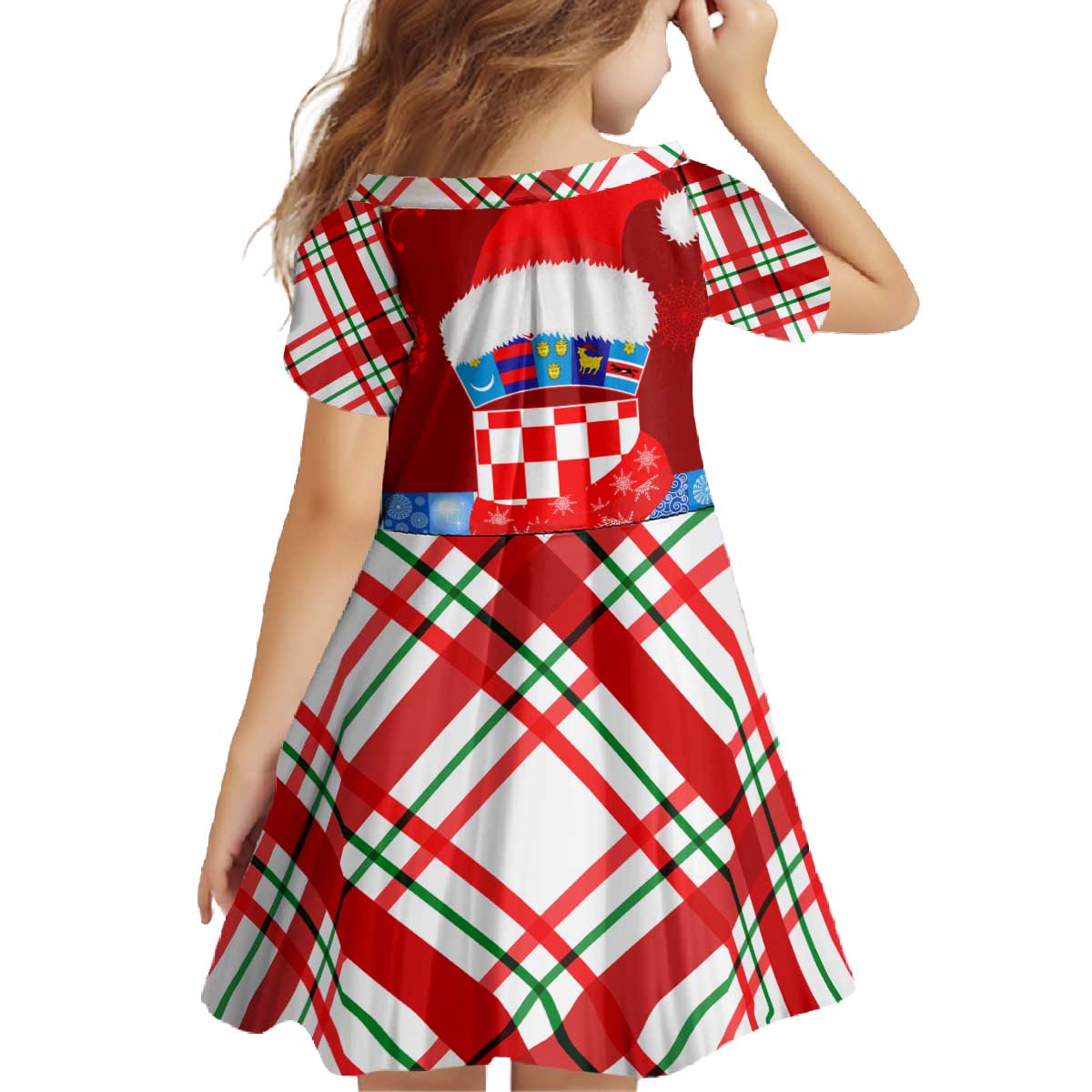 Croatia Christmas Family Matching Off The Shoulder Long Sleeve Dress and Hawaiian Shirt with Dalmatian Dog Presents and Red Plaid Holiday - Wonder Print Shop