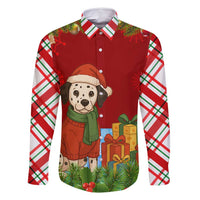 Croatia Christmas Family Matching Off Shoulder Short Dress and Hawaiian Shirt with Dalmatian Dog Presents and Red Plaid Holiday - Wonder Print Shop